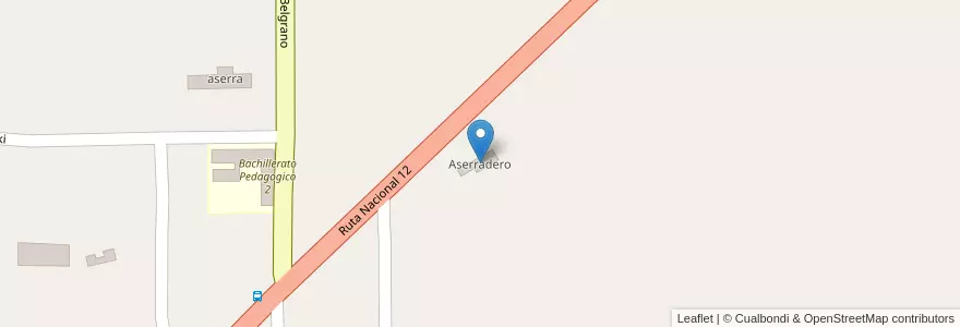 Mapa de ubicacion de Aserradero en Arjantin, Misiones, Departamento San Ignacio, Municipio De Hipólito Yrigoyen.