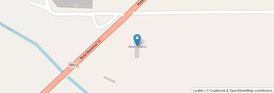 Mapa de ubicacion de Aserradero en Argentinië, Misiones, Departamento San Ignacio, Municipio De Hipólito Yrigoyen.
