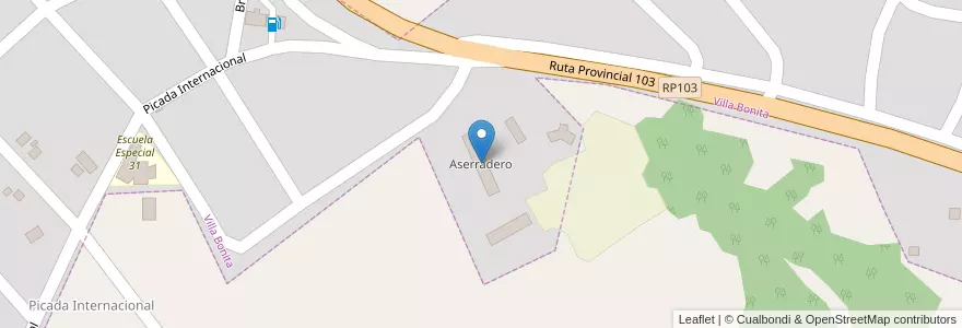 Mapa de ubicacion de Aserradero en アルゼンチン, ミシオネス州, Departamento Oberá, Municipio De Campo Ramón, Villa Bonita.