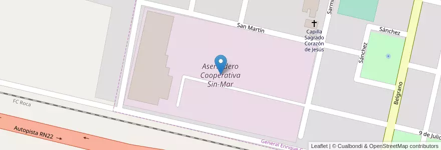 Mapa de ubicacion de Aserradero Cooperativa Sin-Mar en Argentina, Río Negro Province, Departamento General Roca, Municipio De General Enrique Godoy, General Enrique Godoy.