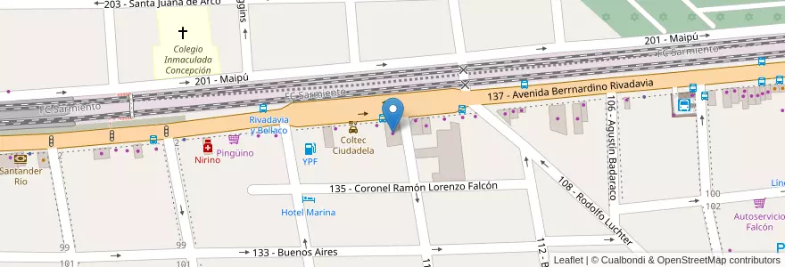 Mapa de ubicacion de Aserradero Liniers en Argentina, Buenos Aires, Partido De Tres De Febrero, Ciudadela.