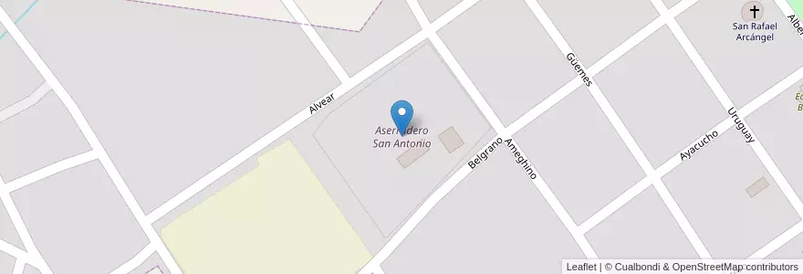 Mapa de ubicacion de Aserradero San Antonio en Argentinië, Misiones, Departamento Cainguás, Municipio De Campo Grande, Campo Grande.