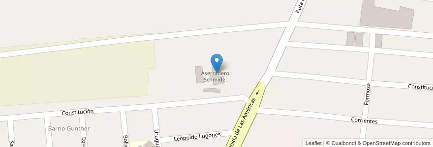 Mapa de ubicacion de Aserradero Schmidel en Argentina, Misiones, Departamento Libertador General San Martín, Municipio De Garuhapé.