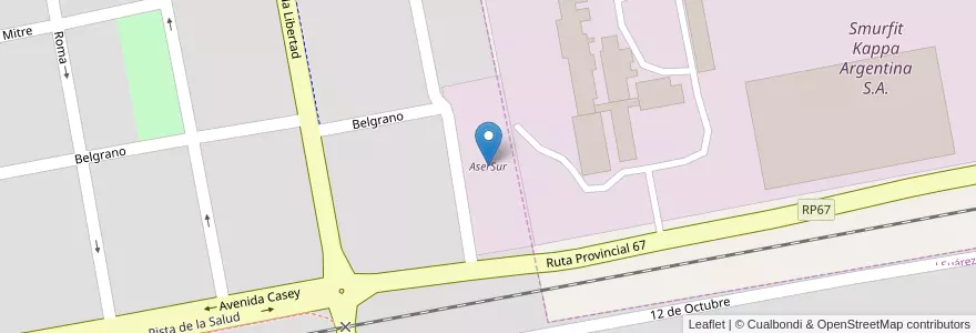 Mapa de ubicacion de AserSur en Argentine, Province De Buenos Aires, Partido De Coronel Suárez, Coronel Suárez.