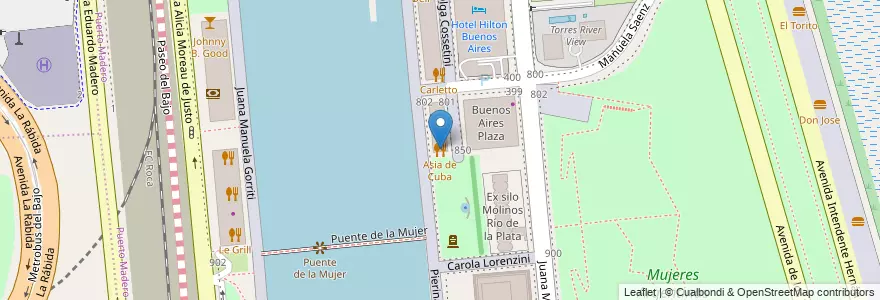 Mapa de ubicacion de Asia de Cuba, Puerto Madero en آرژانتین, Ciudad Autónoma De Buenos Aires, Comuna 1, Buenos Aires.