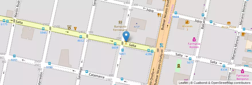 Mapa de ubicacion de Asia de Cuba en アルゼンチン, サンタフェ州, Departamento Rosario, Municipio De Rosario, ロサリオ.
