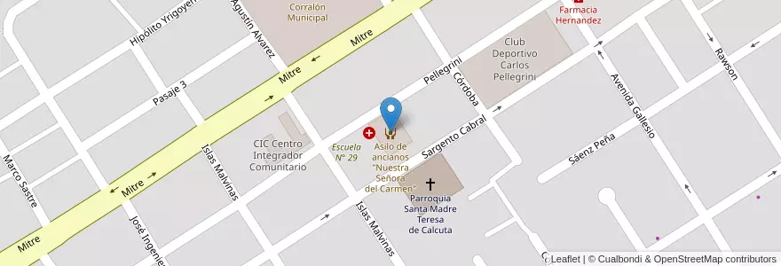 Mapa de ubicacion de Asilo de ancianos "Nuestra Señora del Carmen" en Аргентина, Буэнос-Айрес, Partido De Zárate.