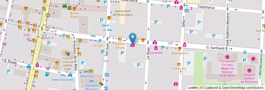 Mapa de ubicacion de ASISMED Centro de Estudios Medicos en Argentinien, Chile, Mendoza, Departamento Capital, Ciudad De Mendoza, Sección 3ª Parque O'Higgins.