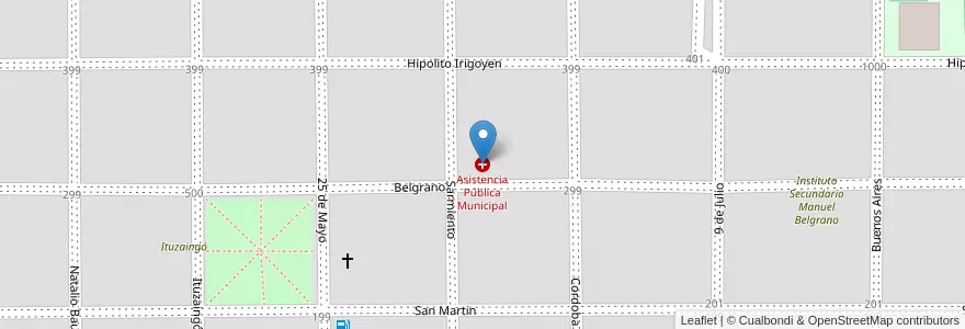 Mapa de ubicacion de Asistencia Pública Municipal en Аргентина, Кордова, Departamento San Justo, Pedanía San Francisco, Municipio De Sacanta, Sacanta.