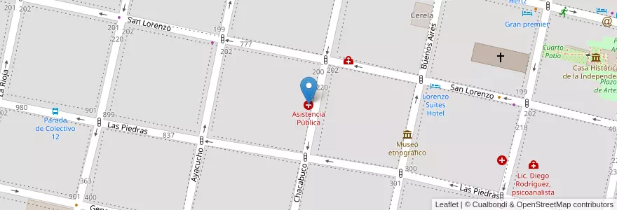 Mapa de ubicacion de Asistencia Pública en Arjantin, Tucumán, San Miguel De Tucumán, Departamento Capital, San Miguel De Tucumán.