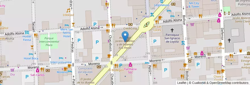 Mapa de ubicacion de Asoc Civil Jardín Maternal y de Infantes Eva Perón, Montserrat en Argentinien, Ciudad Autónoma De Buenos Aires, Comuna 1, Buenos Aires.