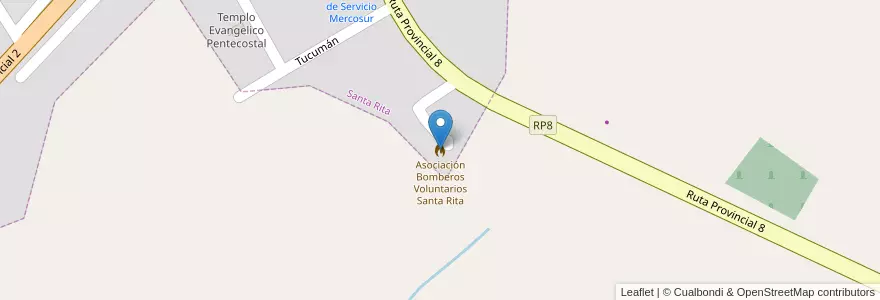 Mapa de ubicacion de Asociación Bomberos Voluntarios Santa Rita en アルゼンチン, ミシオネス州, Departamento Veinticinco De Mayo, Municipio De Alba Posse.