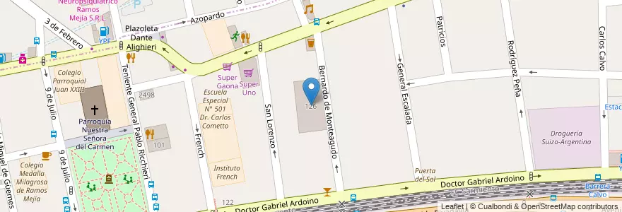 Mapa de ubicacion de Asociación Civil Ital Club en Argentinië, Buenos Aires, Partido De La Matanza, Ramos Mejía.