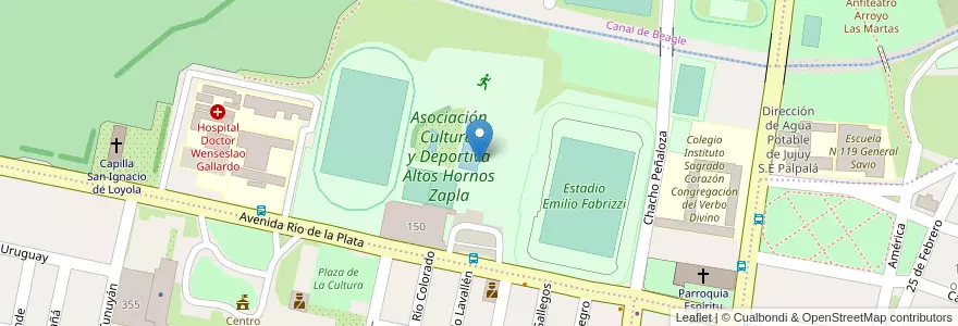 Mapa de ubicacion de Asociación Cultural y Deportiva Altos Hornos Zapla en アルゼンチン, フフイ州, Departamento Palpalá, Municipio De Palpalá.