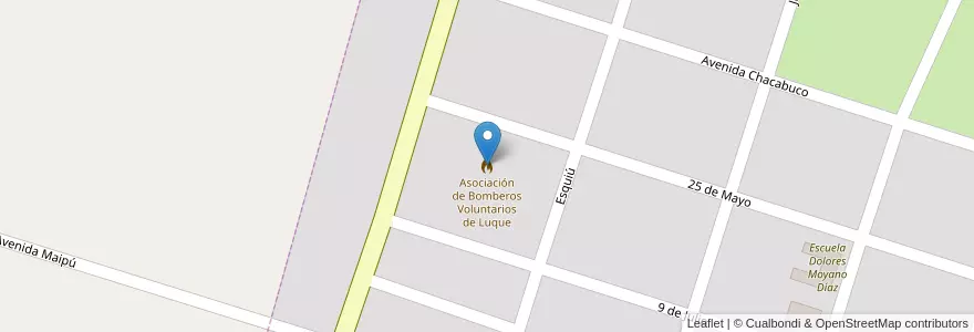 Mapa de ubicacion de Asociación de Bomberos Voluntarios de Luque en Argentina, Córdova, Departamento Río Segundo, Municipio De Luque, Pedanía Arroyo De Álvarez, Luque.