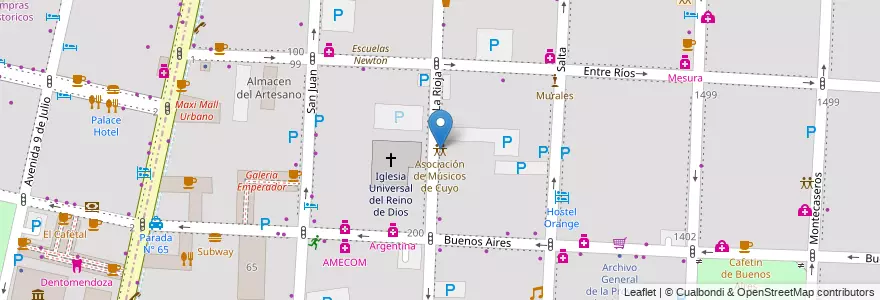 Mapa de ubicacion de Asociación de Músicos de Cuyo en الأرجنتين, تشيلي, Mendoza, Departamento Capital, Ciudad De Mendoza, Sección 3ª Parque O'Higgins.