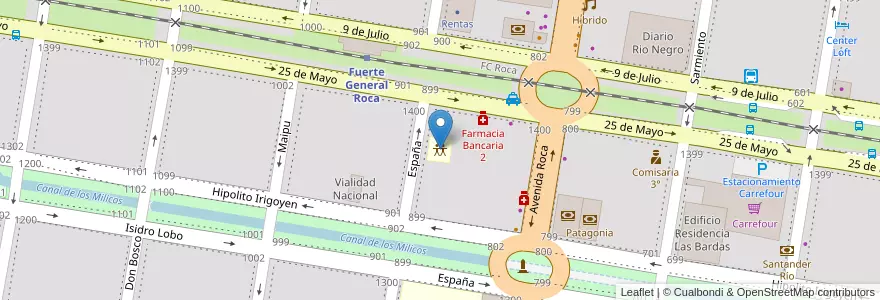 Mapa de ubicacion de Asociación Española en الأرجنتين, ريو نيغرو, General Roca, Departamento General Roca, General Roca.