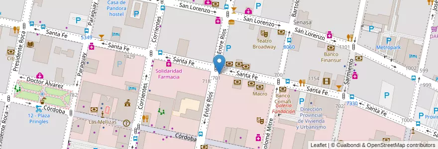 Mapa de ubicacion de Asociación Española de Socorros Mutuos en アルゼンチン, サンタフェ州, Departamento Rosario, Municipio De Rosario, ロサリオ.