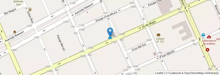 Mapa de ubicacion de Asociación La Anonima en Arjantin, Chubut, Trelew, Departamento Rawson.