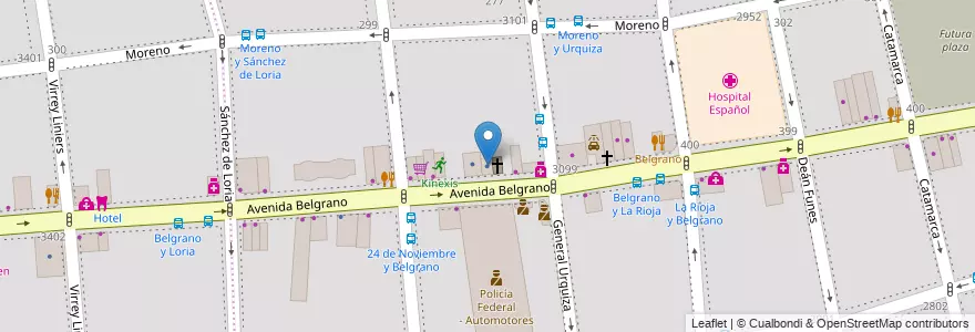 Mapa de ubicacion de Asociacion Mutual UTA, Balvanera en Argentinië, Ciudad Autónoma De Buenos Aires, Comuna 3, Buenos Aires.