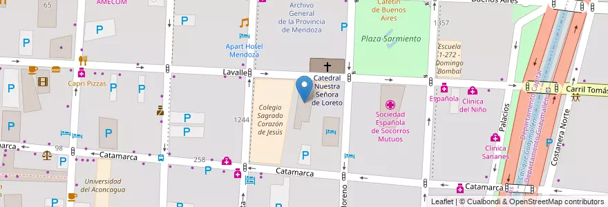 Mapa de ubicacion de Asociación Propietarios de Camiones de Mendoza (APROCAM) en Argentinië, Chili, Mendoza, Departamento Capital, Ciudad De Mendoza, Sección 3ª Parque O'Higgins.