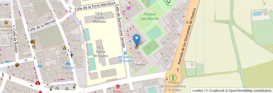 Mapa de ubicacion de Asociación San Francisco de Sales de Hipoacúsicos en 西班牙, Aragón, Huesca, Hoya De Huesca / Plana De Uesca, Huesca.
