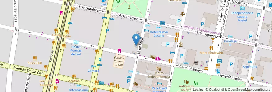 Mapa de ubicacion de Asociart en Argentinien, Chile, Mendoza, Departamento Capital, Ciudad De Mendoza.