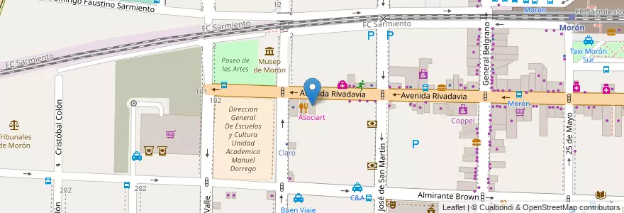 Mapa de ubicacion de Asociart en Argentine, Province De Buenos Aires, Partido De Morón, Morón.