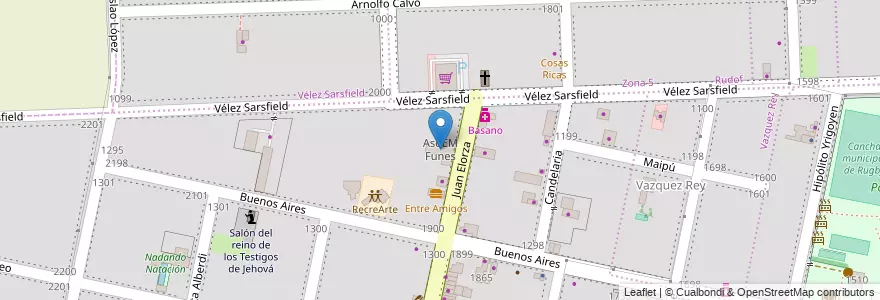 Mapa de ubicacion de AsoEM Funes en Argentina, Santa Fe, Departamento Rosario, Municipio De Funes, Funes.