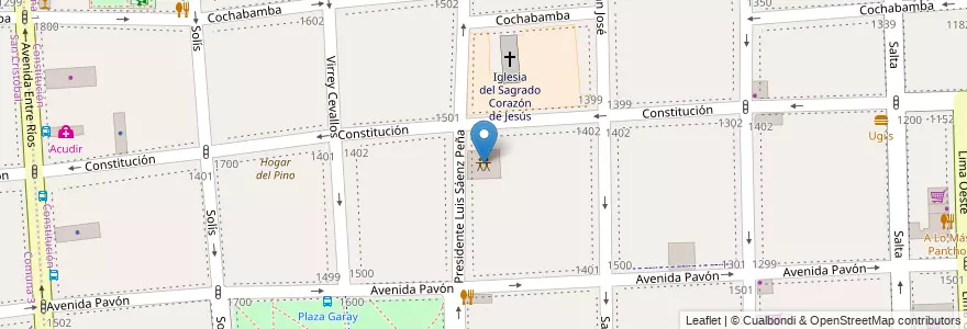 Mapa de ubicacion de Associazione Italiana Redeuci Guerra Europea, Constitucion en 阿根廷, Ciudad Autónoma De Buenos Aires, Comuna 1, 布宜诺斯艾利斯.