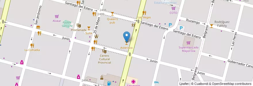 Mapa de ubicacion de Asterisco en الأرجنتين, سانتا في, إدارة العاصمة, سانتا في العاصمة, سانتا في.