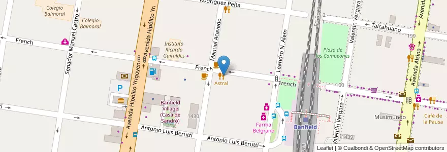 Mapa de ubicacion de Astral en Argentina, Provincia Di Buenos Aires, Partido De Lomas De Zamora, Banfield.