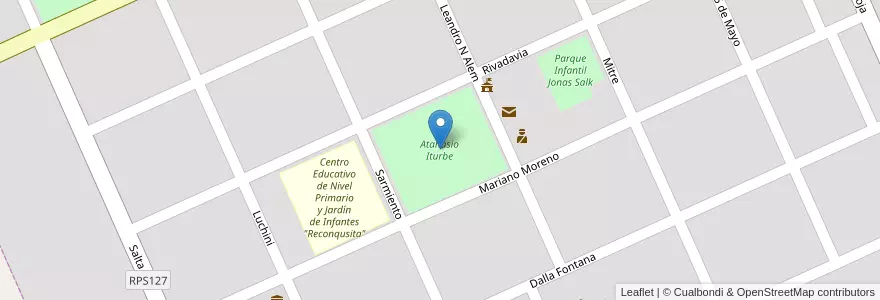 Mapa de ubicacion de Atanasio Iturbe en 아르헨티나, Córdoba, Departamento San Justo, Pedanía Libertad, Altos De Chipión, Altos De Chipión.