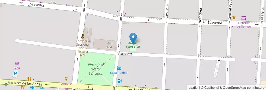 Mapa de ubicacion de Atenas Sport Club en Argentinien, Chile, Mendoza, Departamento Guaymallén, Distrito San José.