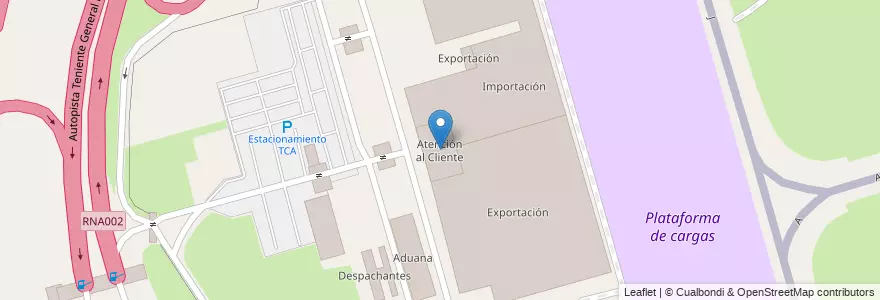 Mapa de ubicacion de Atención al Cliente en アルゼンチン, ブエノスアイレス州, Partido De Ezeiza, Aeropuerto Internacional Ezeiza.