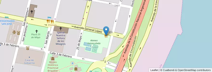 Mapa de ubicacion de Ateneo Inmaculada en الأرجنتين, سانتا في, إدارة العاصمة, سانتا في العاصمة, سانتا في.
