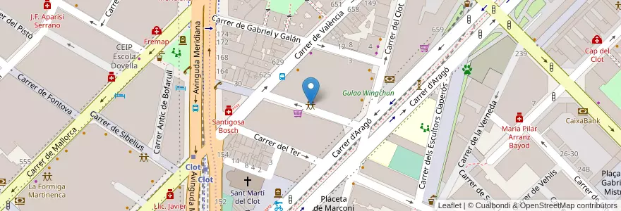 Mapa de ubicacion de Ateneu del Clot en España, Cataluña, Barcelona, Barcelonés, Barcelona.