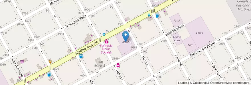 Mapa de ubicacion de Atento en Argentina, Buenos Aires, Partido De San Isidro, Martínez.