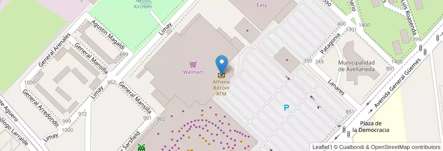 Mapa de ubicacion de Athena Bitcoin ATM en 阿根廷, 布宜诺斯艾利斯省, Partido De Avellaneda, Avellaneda.