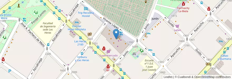 Mapa de ubicacion de Athena Bitcoin ATM, Recoleta en Argentinien, Ciudad Autónoma De Buenos Aires, Comuna 2, Buenos Aires.