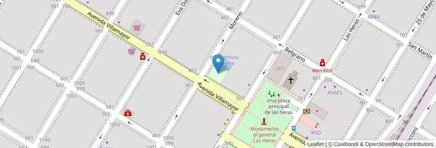 Mapa de ubicacion de Athletic Spormen Club en Argentina, Buenos Aires, Partido De General Las Heras, General Las Heras.
