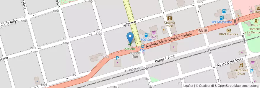 Mapa de ubicacion de Athletic en アルゼンチン, コルドバ州, Departamento San Justo, Municipio Arroyito, Pedanía Arroyito, Arroyito.