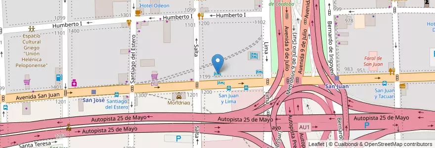 Mapa de ubicacion de Athos Hotel, Constitucion en 阿根廷, Ciudad Autónoma De Buenos Aires, Comuna 1, 布宜诺斯艾利斯.