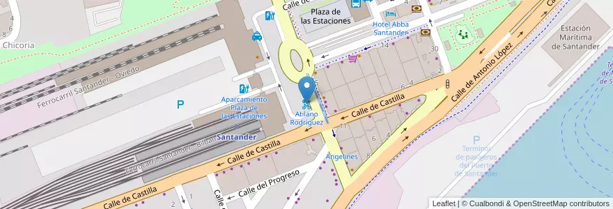 Mapa de ubicacion de Atilano Rodríguez en إسبانيا, كانتابريا, منطقة كانتابريا, Santander, Santander.