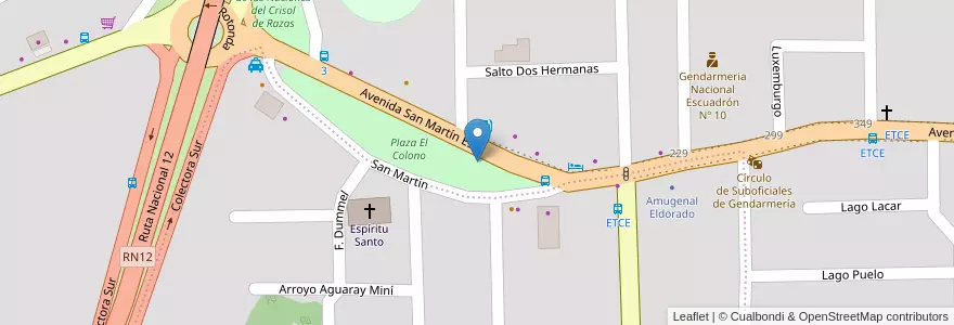 Mapa de ubicacion de ATM Banco Macro km 6 en アルゼンチン, ミシオネス州, Departamento Eldorado, Municipio De Eldorado, Eldorado.