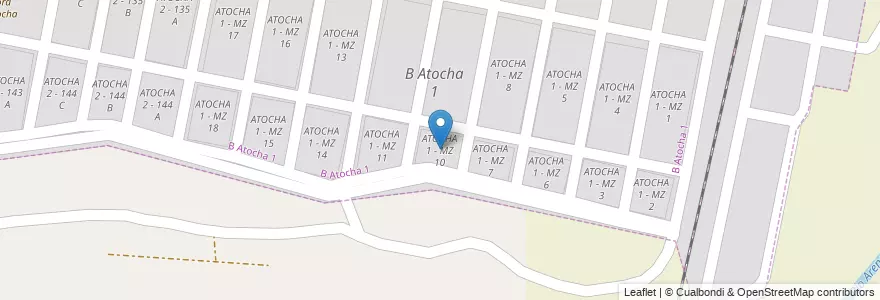 Mapa de ubicacion de ATOCHA 1 - MZ 10 en Arjantin, Salta, Capital, Municipio De San Lorenzo.