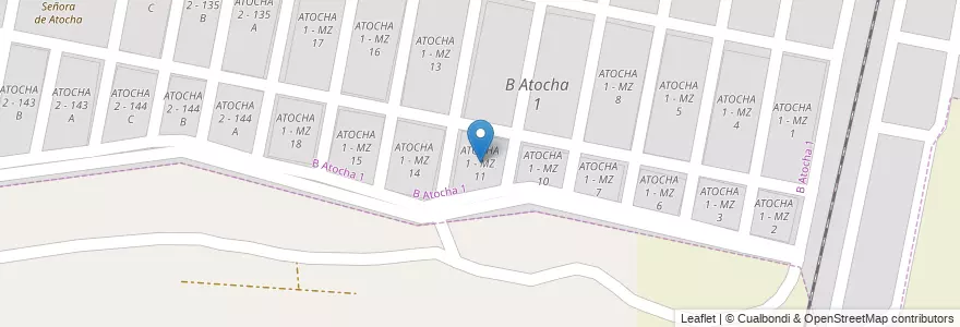 Mapa de ubicacion de ATOCHA 1 - MZ 11 en Аргентина, Сальта, Capital, Municipio De San Lorenzo.