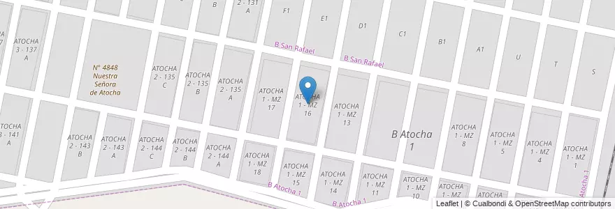 Mapa de ubicacion de ATOCHA 1 - MZ 16 en Аргентина, Сальта, Capital, Municipio De San Lorenzo, Salta.