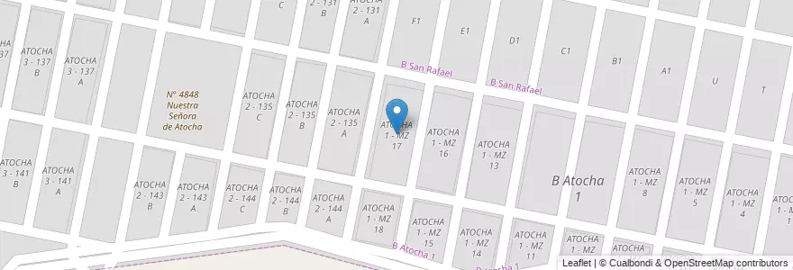 Mapa de ubicacion de ATOCHA 1 - MZ 17 en Argentina, Salta, Capital, Municipio De San Lorenzo, Salta.