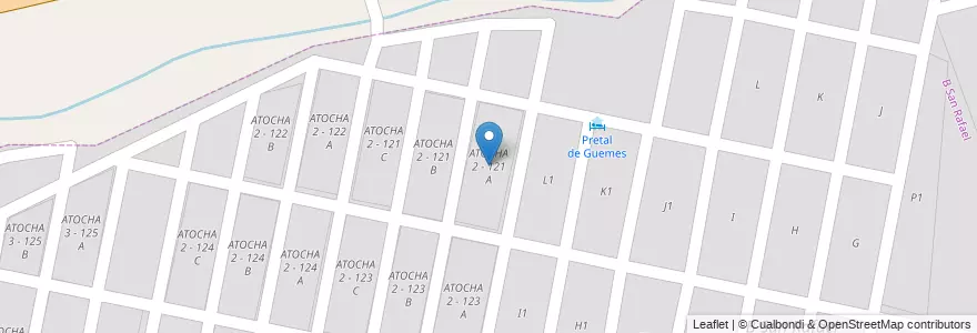 Mapa de ubicacion de ATOCHA 2 - 121 A en Argentinien, Salta, Capital, Municipio De San Lorenzo, Salta.